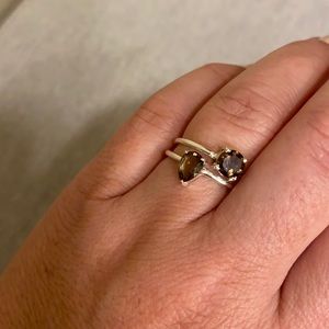 Two Smokey Topaz and Sterling Rings